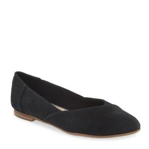 Toms Jutti Neat Classic Almond Toe Ballet Flats, Black Suede, 9